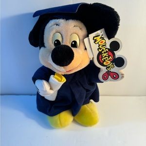 Vintage Disney Graduating Mickey Plush